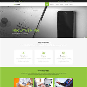 绿色宽屏商业咨询公司网站WP模板（PC+手机站）