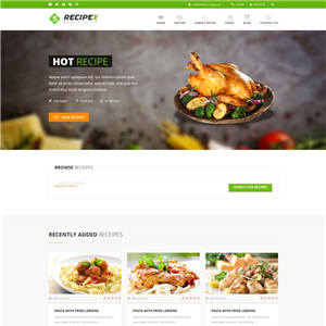 绿色餐饮美食交流平台网站WP模板（PC+手机站）