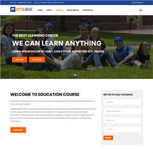 蓝色宽屏高教育学校网站主题模板下载