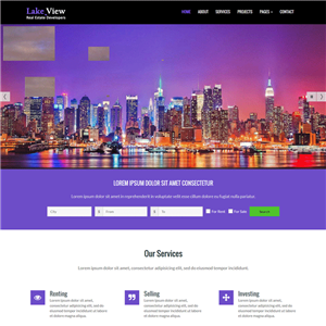 紫色房屋销售公司自适应WordPress网站模板