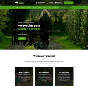 绿色花园设计服务bootstrap手机网站模板源码下载