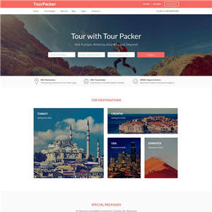 红色的旅游网服务平台网站制作_网站建设模板