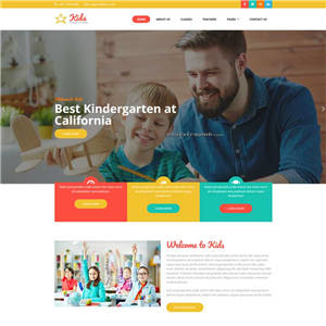 幼儿园儿童教育bootstrap手机网站WordPress模板下载