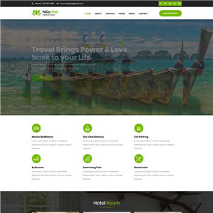 绿色的旅游度假酒店bootstrap网站制作_网站建设模板