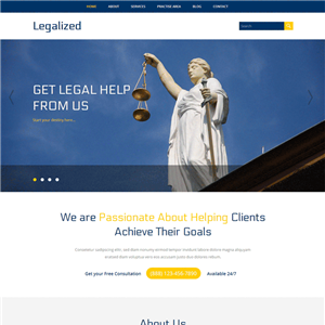 国外蓝色律师法院网站WordPress模板含手机站