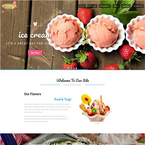 卡通冰淇淋甜品店响应式网站WordPress模板