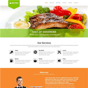 简洁宽屏牛排美食餐厅手机网站WordPress模板下载