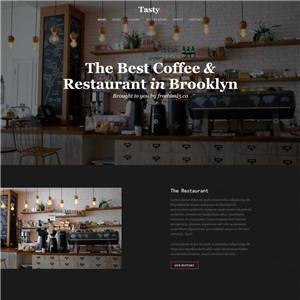 黑色下午茶咖啡店网站带手机端WordPress模板