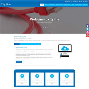 蓝色网络光纤宽服务公司自适应手机网站WordPress模板