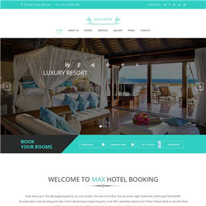 蓝色大气旅游度假酒店手机网站含手机站WordPress模板下载