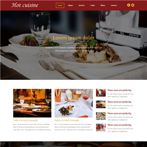 红色宽屏西餐厅美食网站模板源码下载