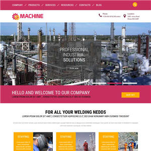 红色宽屏机械工业网站主题模板下载