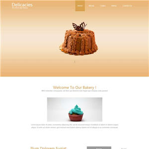 简单宽屏蛋糕甜品店网站WordPress模板下载