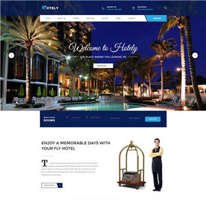 蓝色宽屏度假酒店预订官网网站主题模板下载