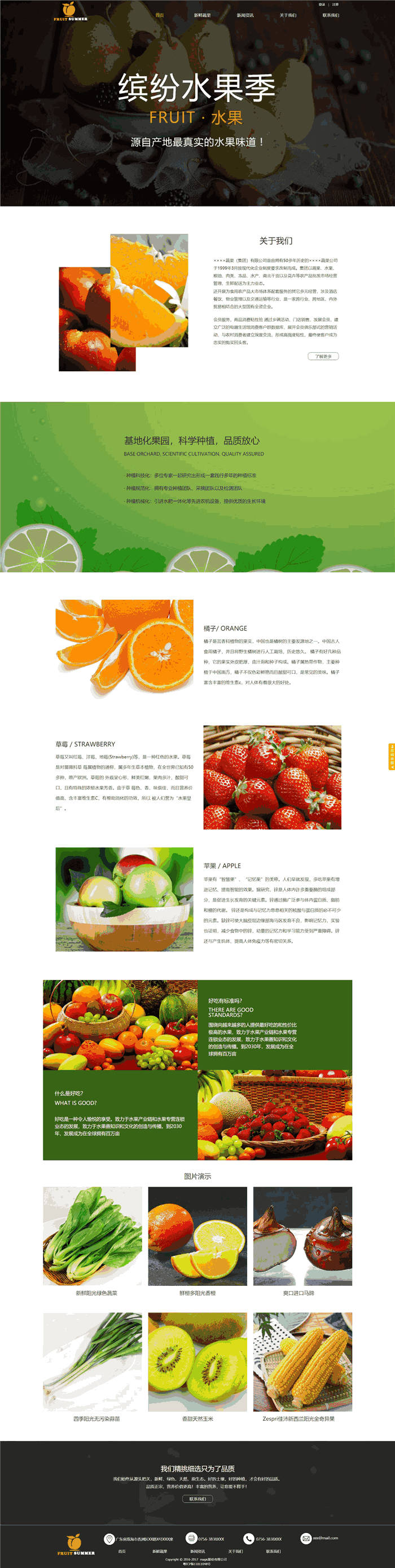 响应式食品饮料水果网站WordPress主题演示图
