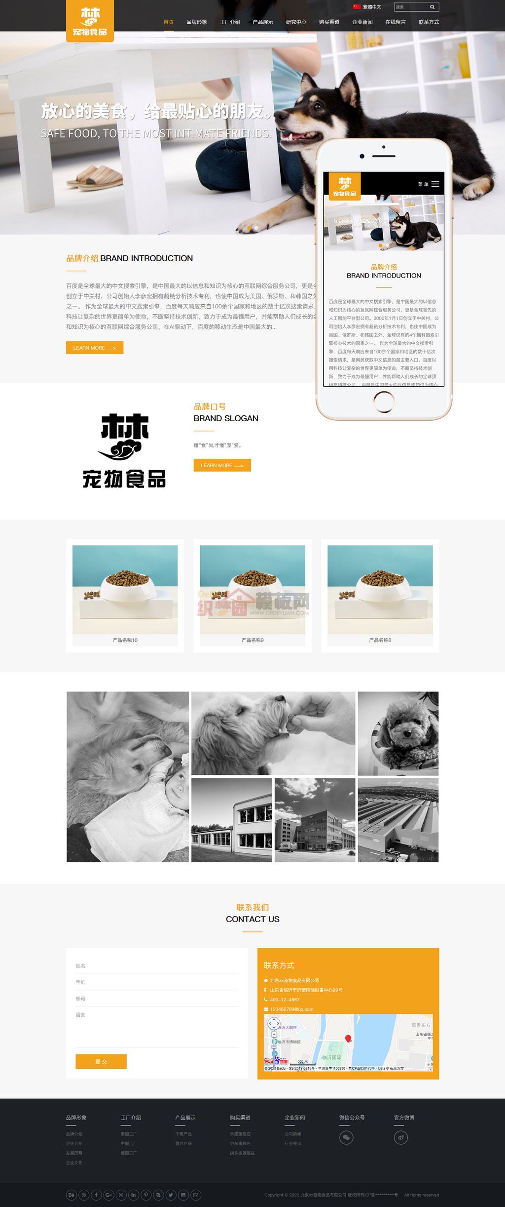 HTML5大气宠物食品动物狗猫粮企业网站制作_网站建设模板演示图